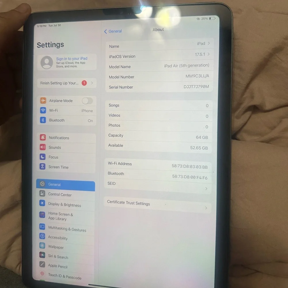 Ipad air tablet